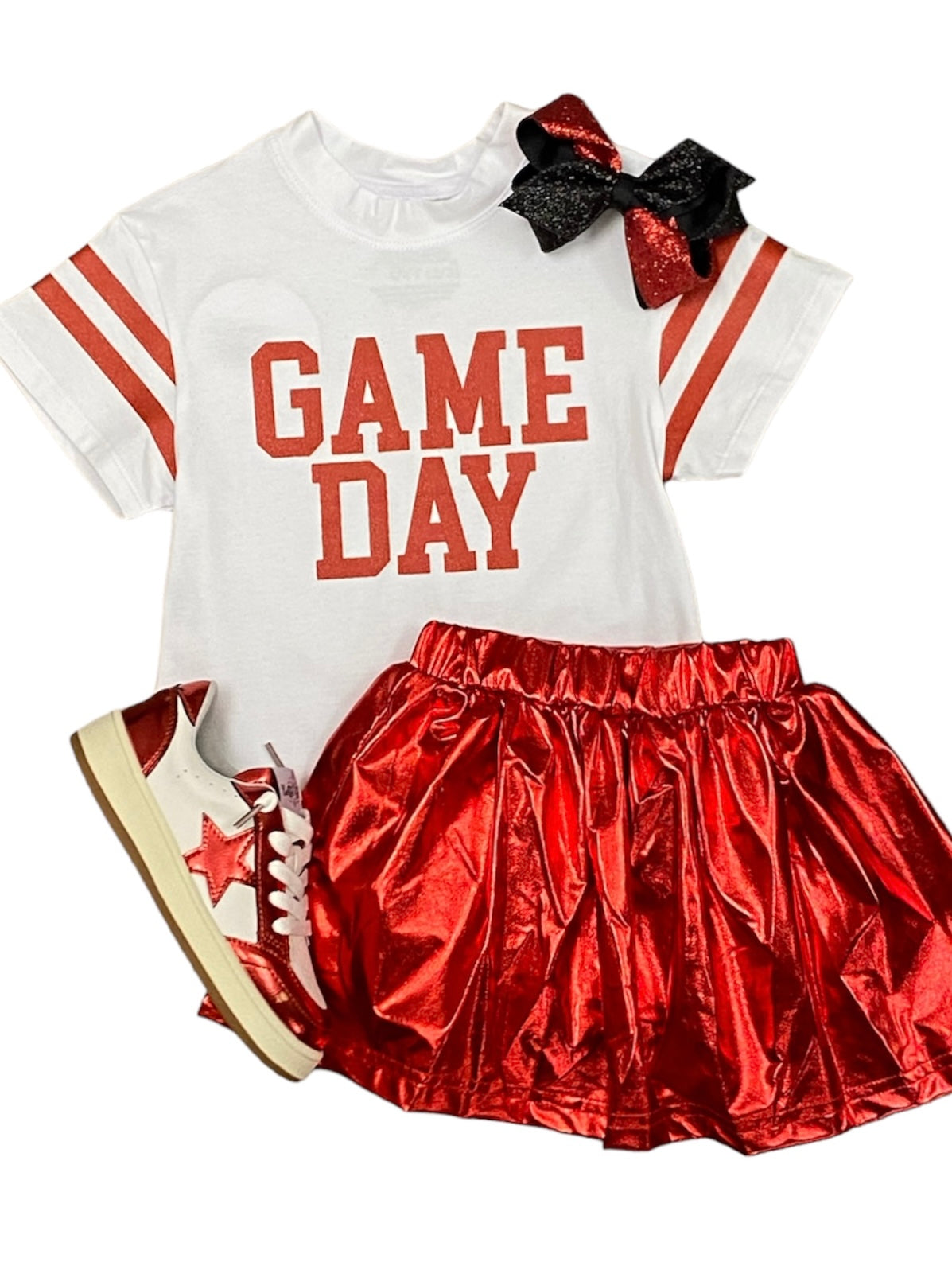 Red Glitter Game Day Tee