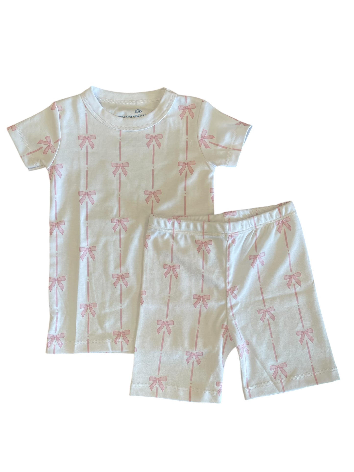 Amelia Pink & White Bow Pajama Short Set