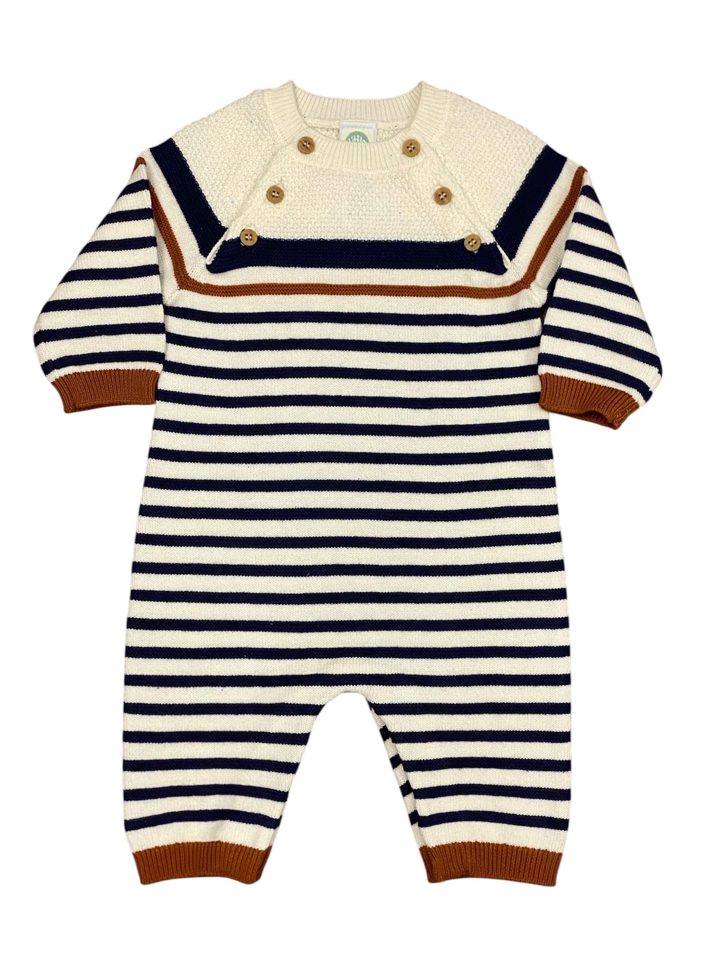 Navy & Brown Block Stripe Coverall