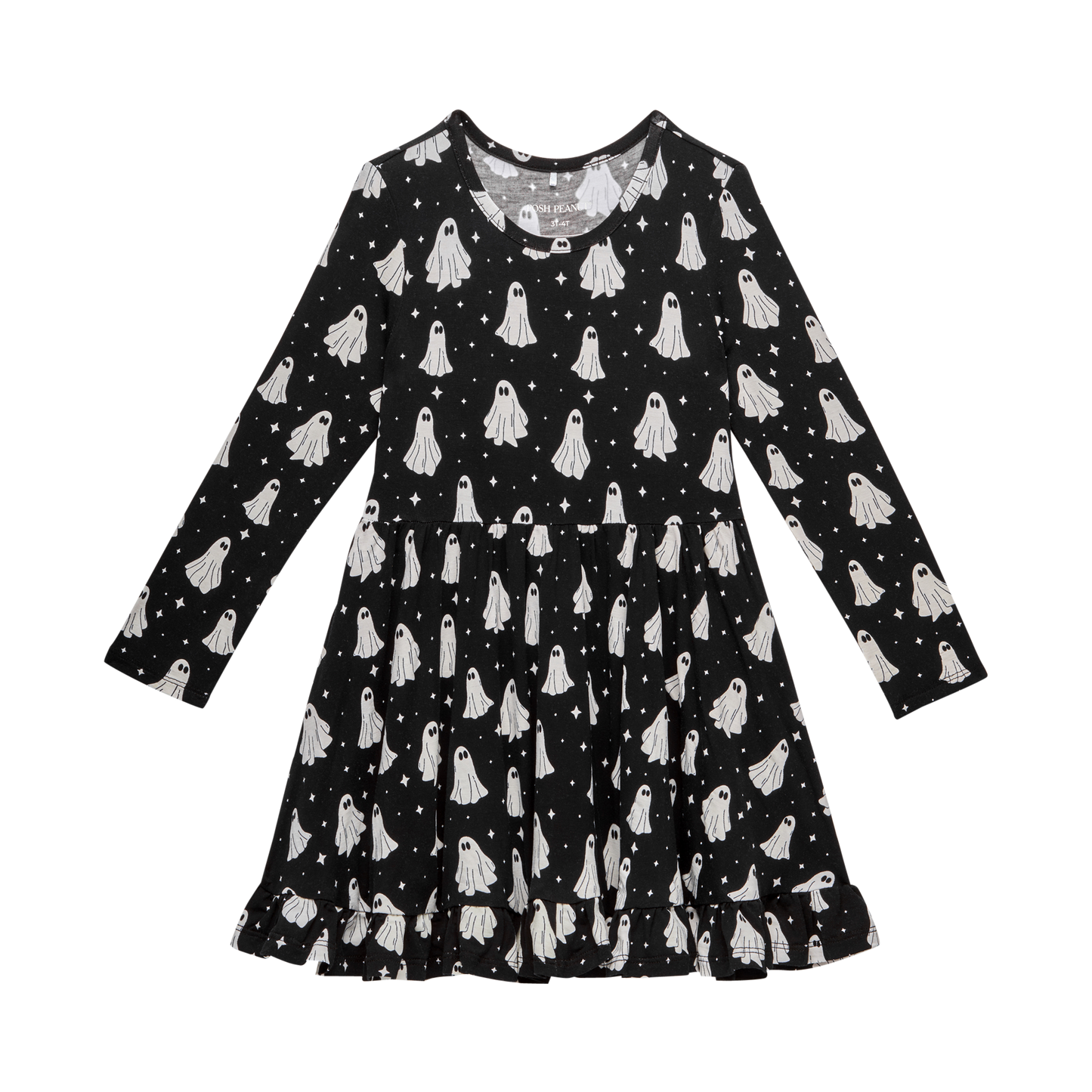 Ghostly Long Sleeve Ruffled Twirl Dress