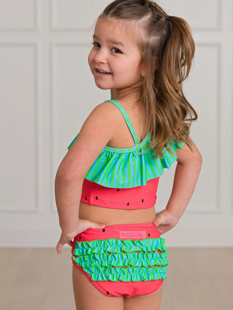 Watermelon One Shoulder Ruffle Tankini Swimsuit