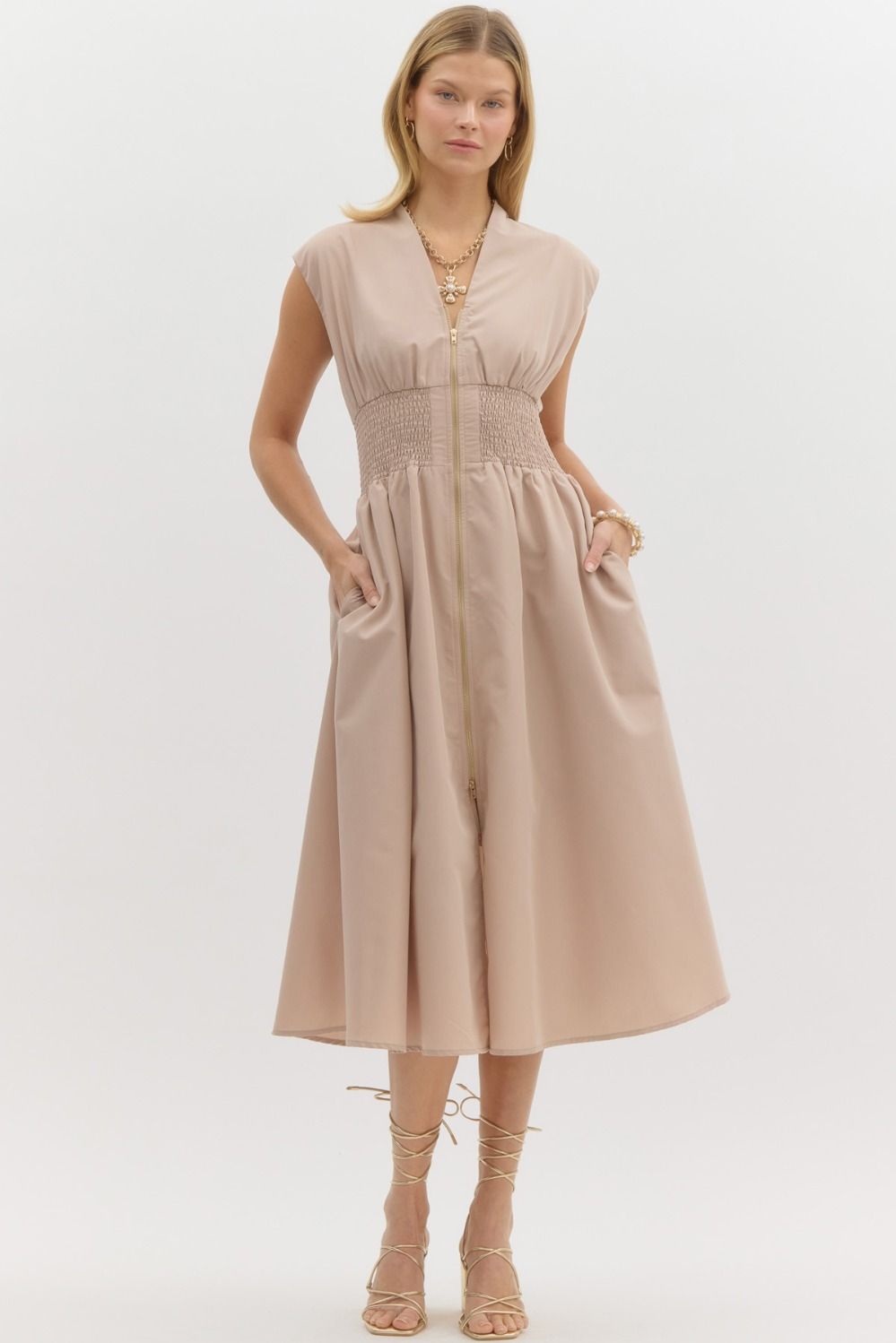 latte cocktail dress Anne Klein A-Line Midi Dress