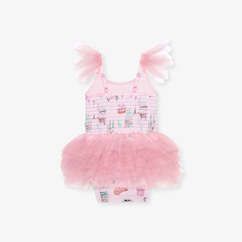 Paris Tulle Smocked Bodysuit Dress