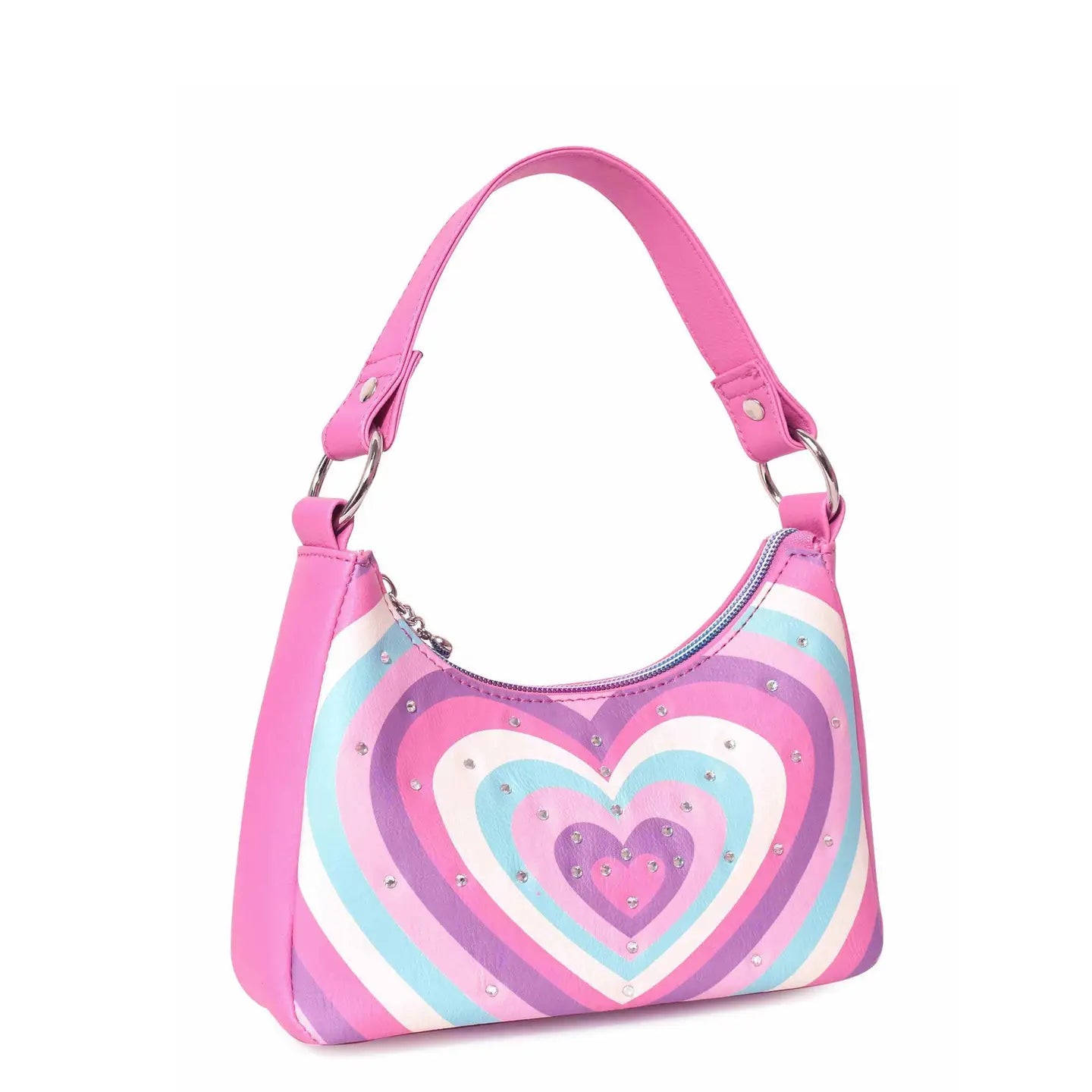 Rayed Heart Rhinestone Crescent Bag