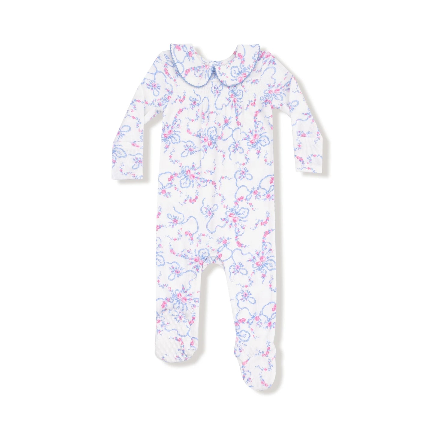 Ribbon Floral Fling Peter Pan Collar Footie