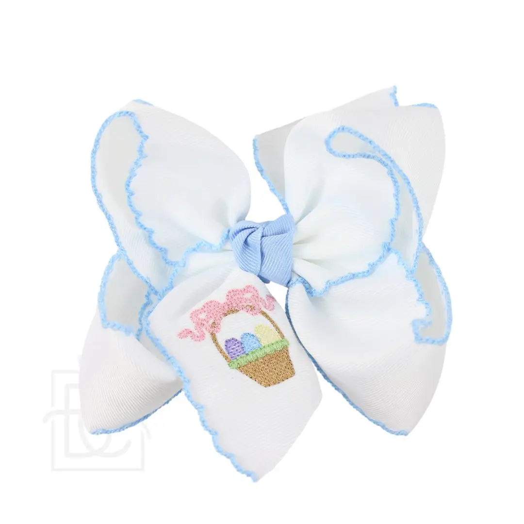 White & Blue Easter Basket Bow