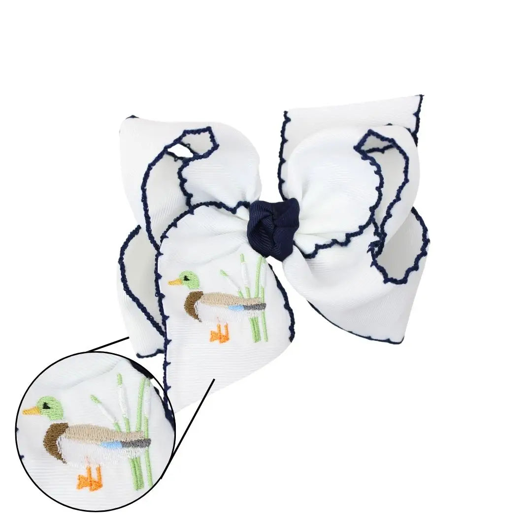 White & Navy Duck Bow Huge