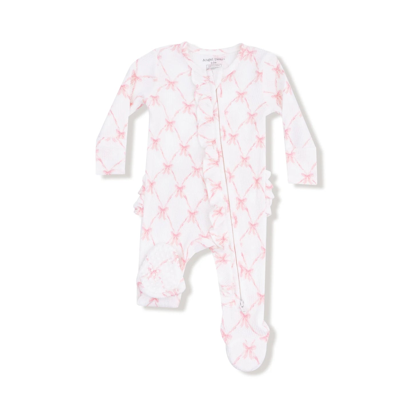 Ribbon Bow Trellis Ruffle Zip Footie