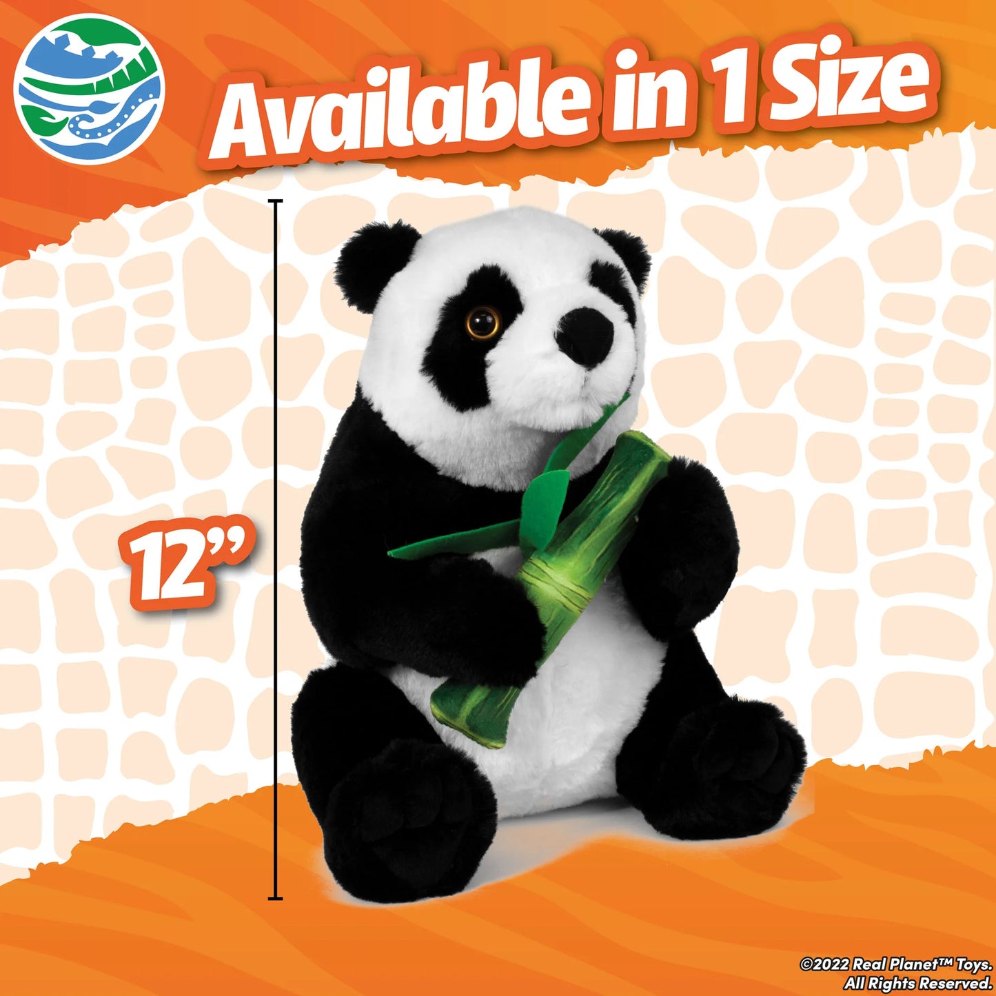 12” Black & White Panda W/ Bamboo