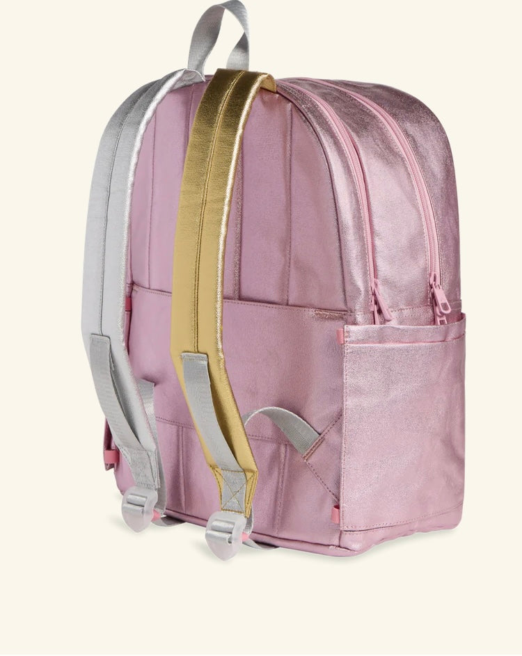 Pink/Silver Kane Double Pocket Backpack