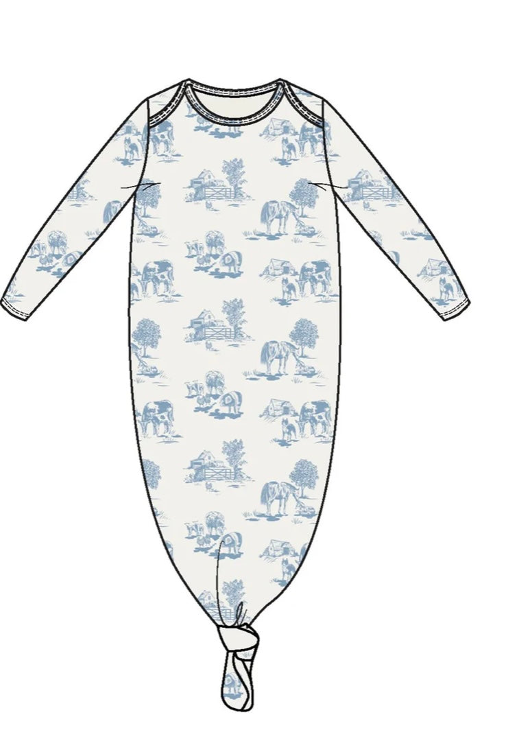 Blue Farm Toile Knotted Gown