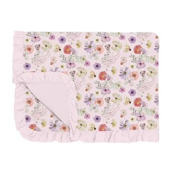Violet Pressed Flowers Toddler Ruffle Blanket