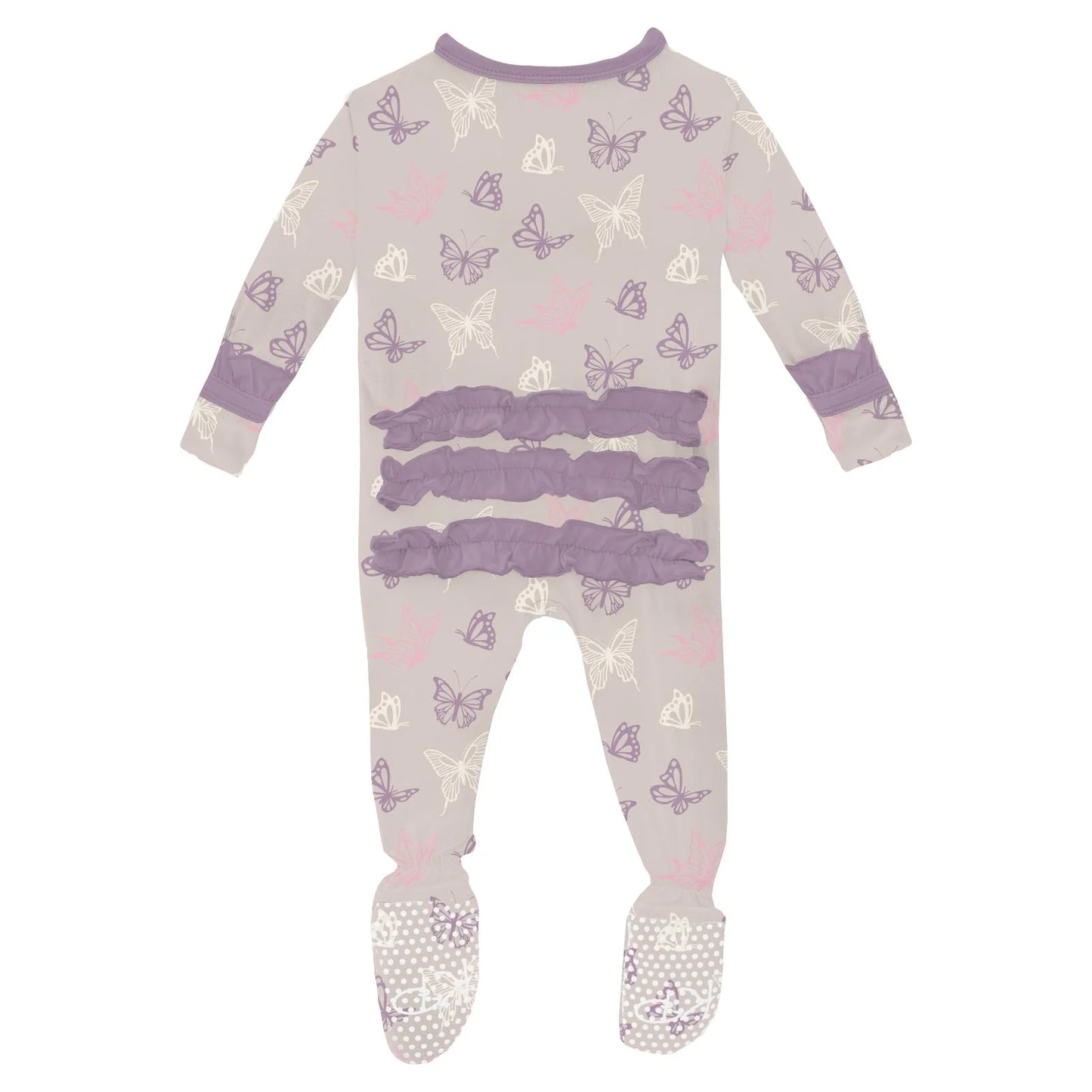 Latte Butterflies Ruffle Footie