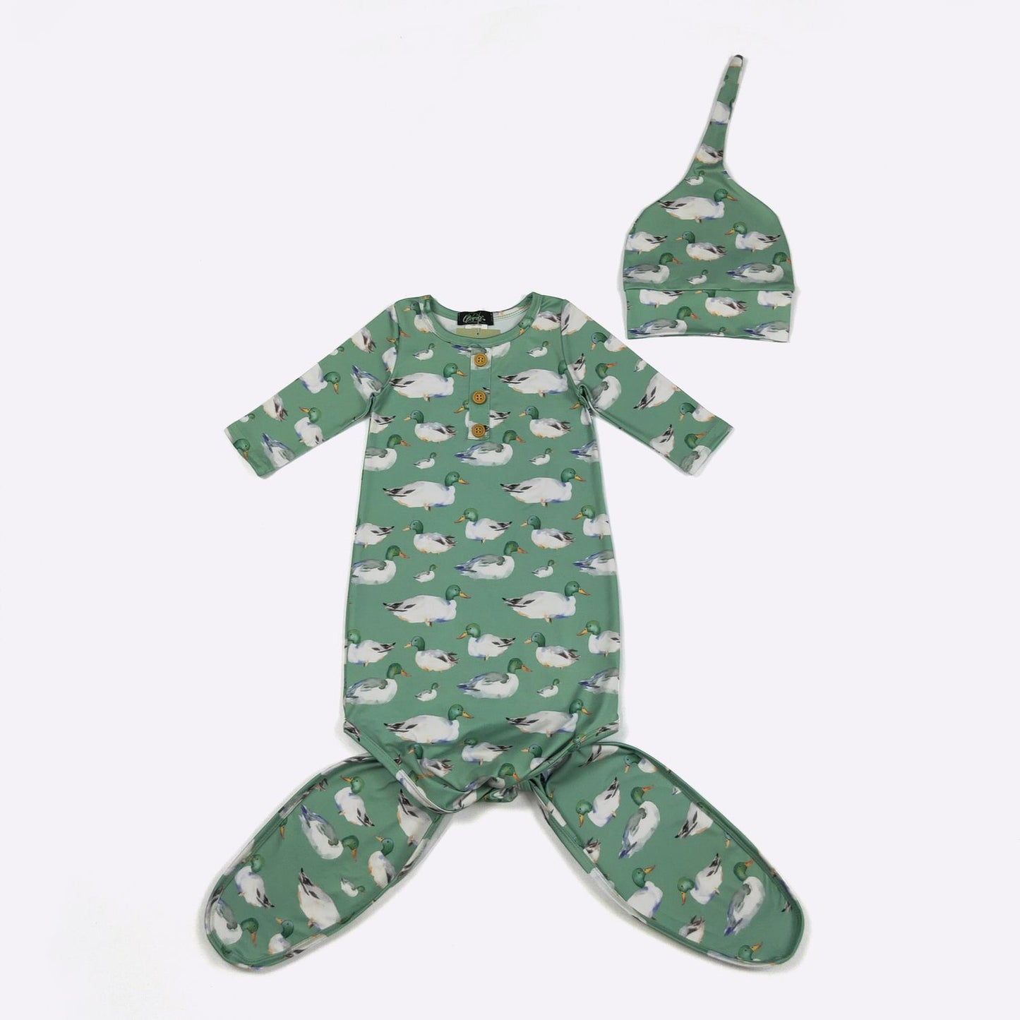 Green Mallard Baby Knotted Gown
