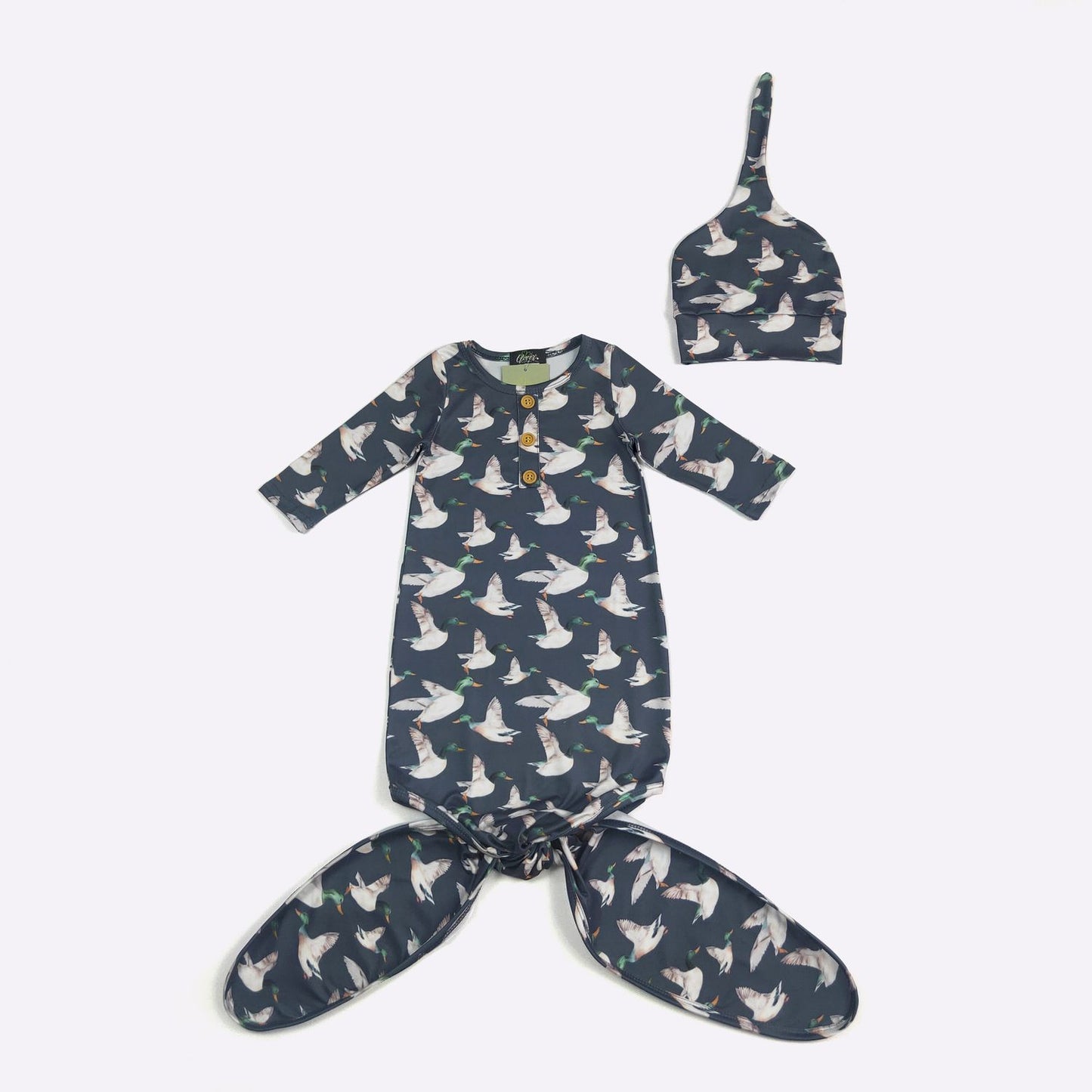 Navy Mallard Baby Knotted Gown