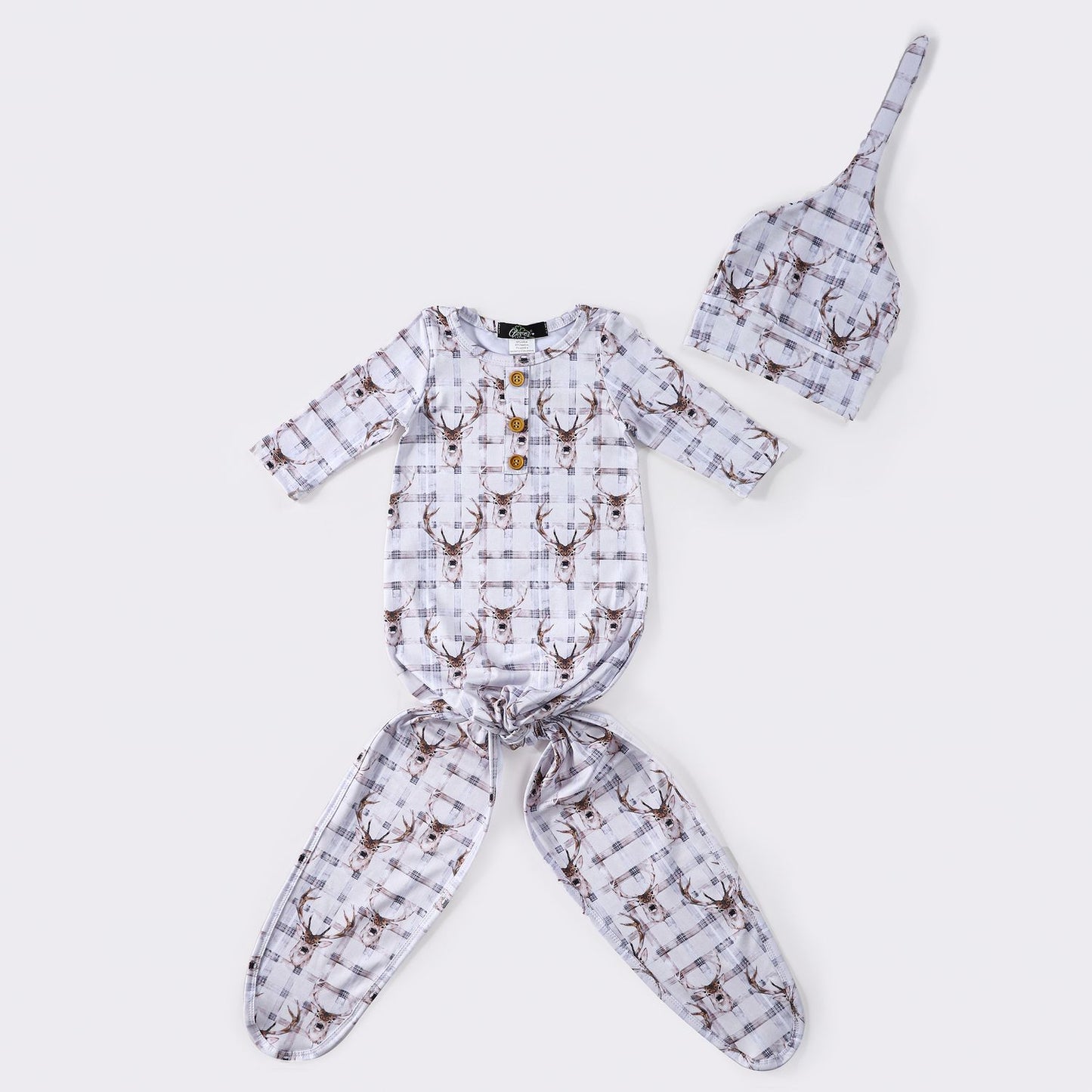 Plaid Deer Baby Knotted Gown