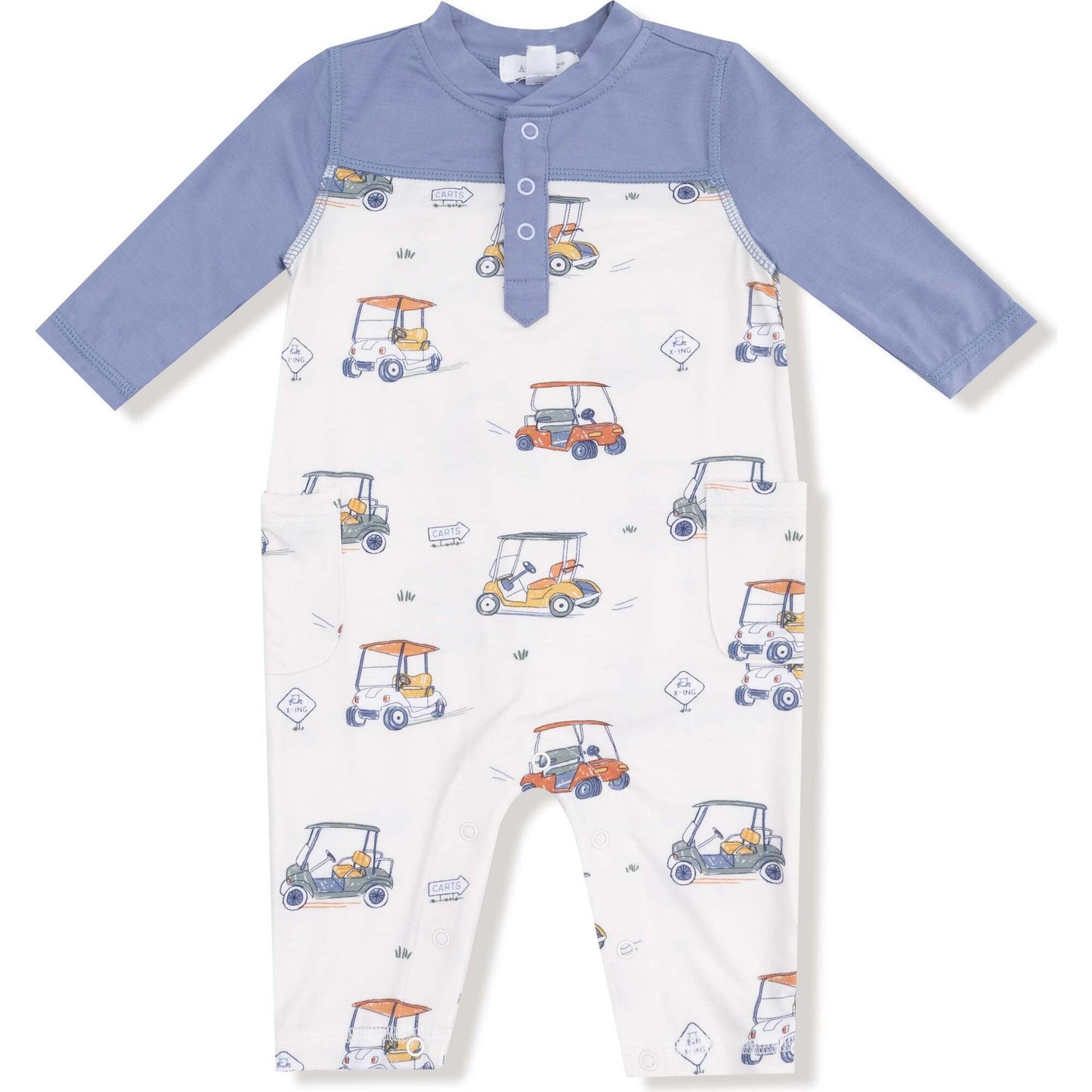 Zooming Golf Carts Romper W Contrast Sleeves