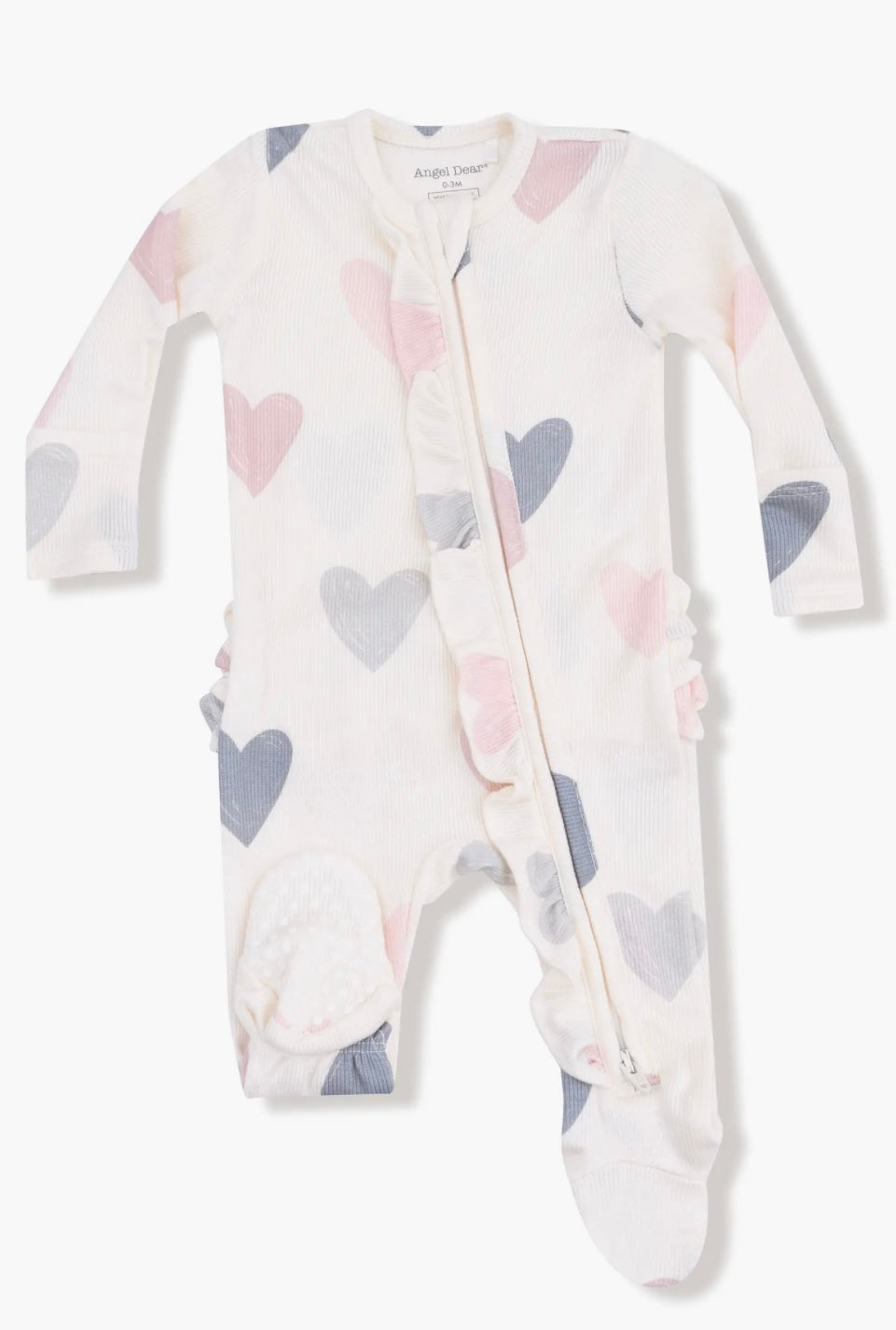 Hearts Modal Rib Ruffle Footie