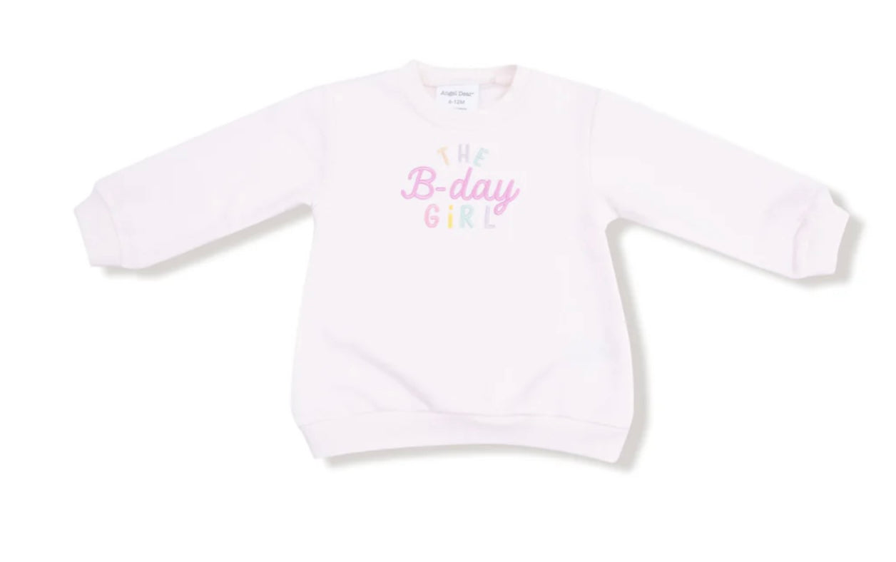 Pink Birthday Girl Embroidered Sweatshirt
