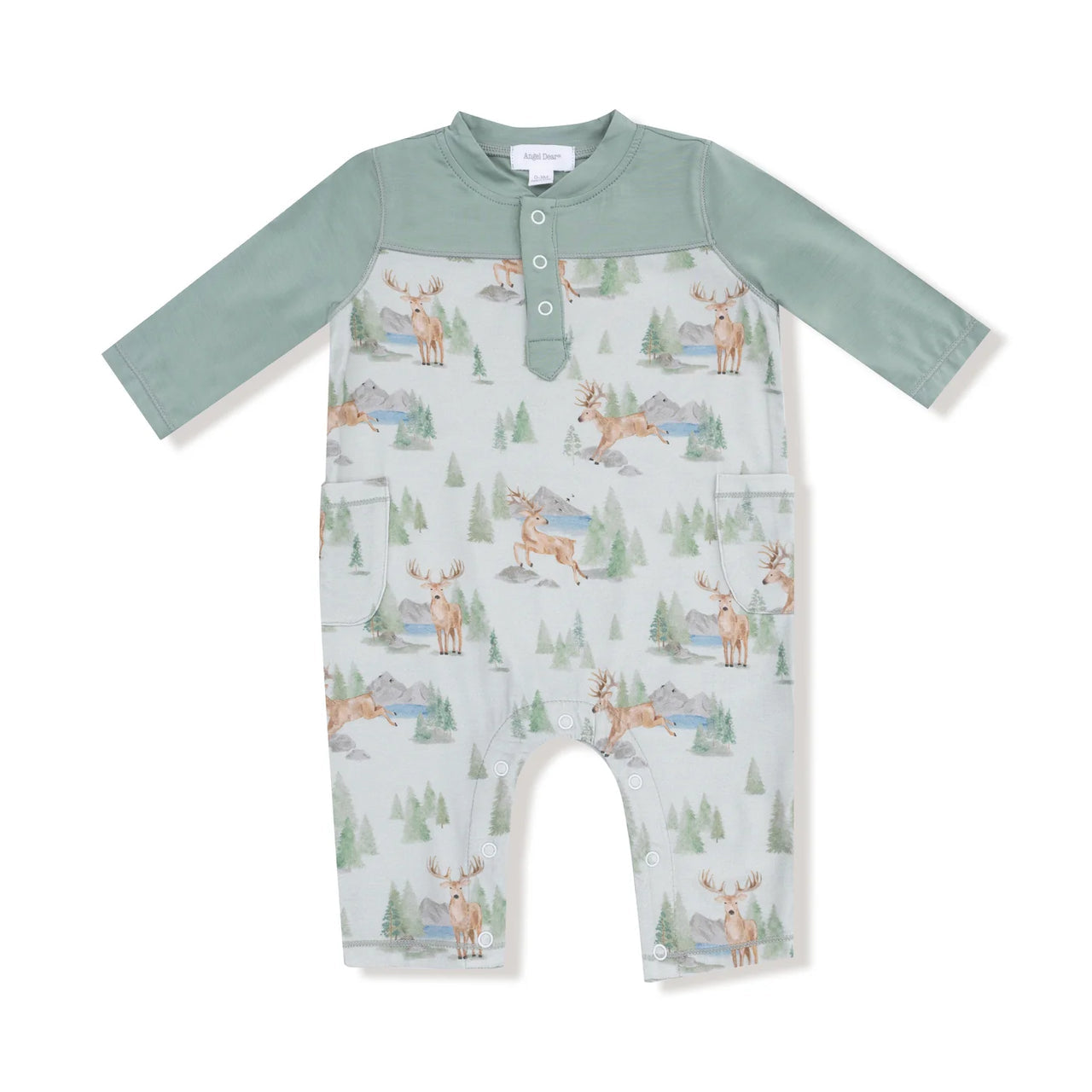 Buck Deer Romper W Contrast Sleeves