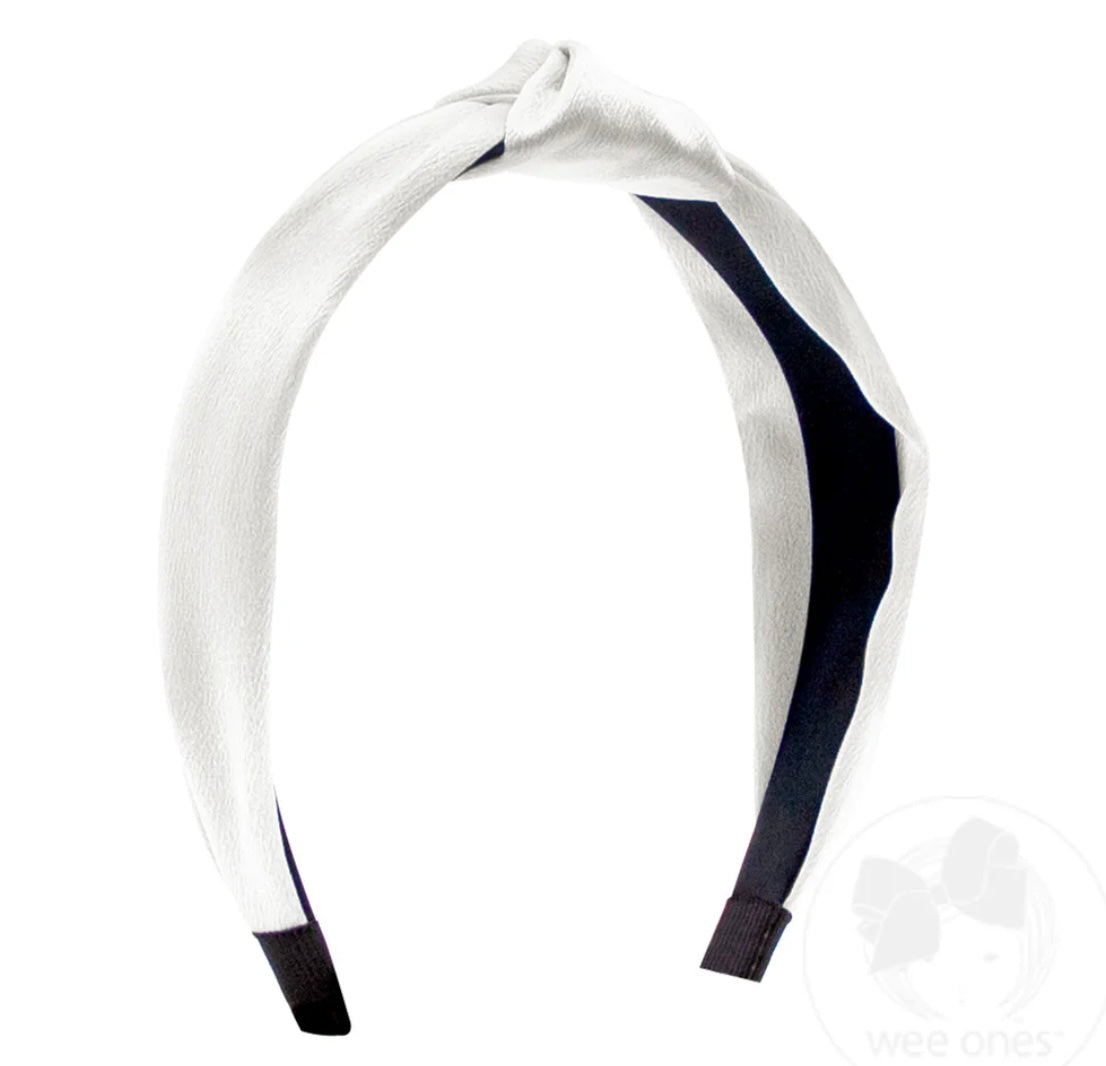 White Satin Knot Headband