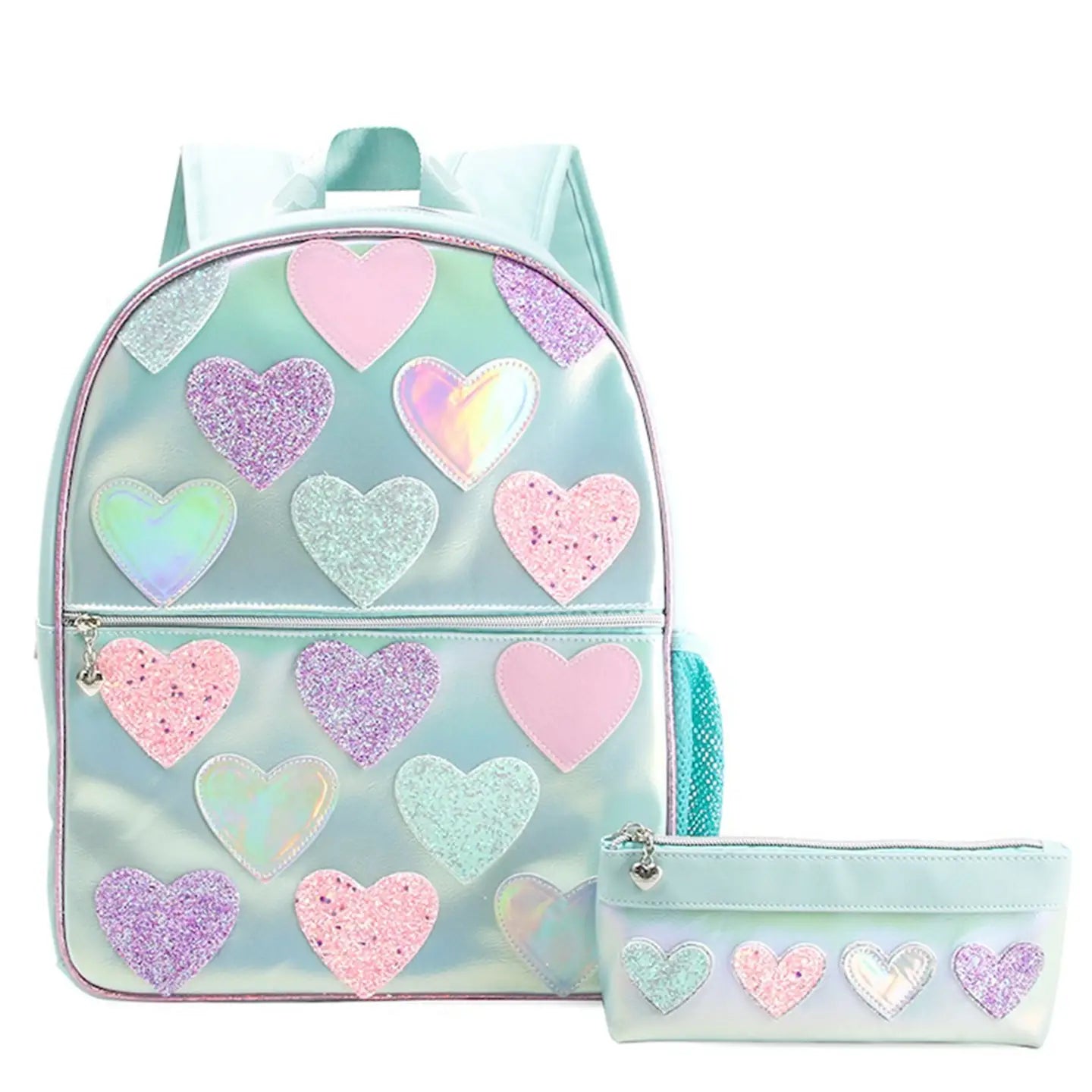 Aqua Heart Backpack & Pencil Pouch