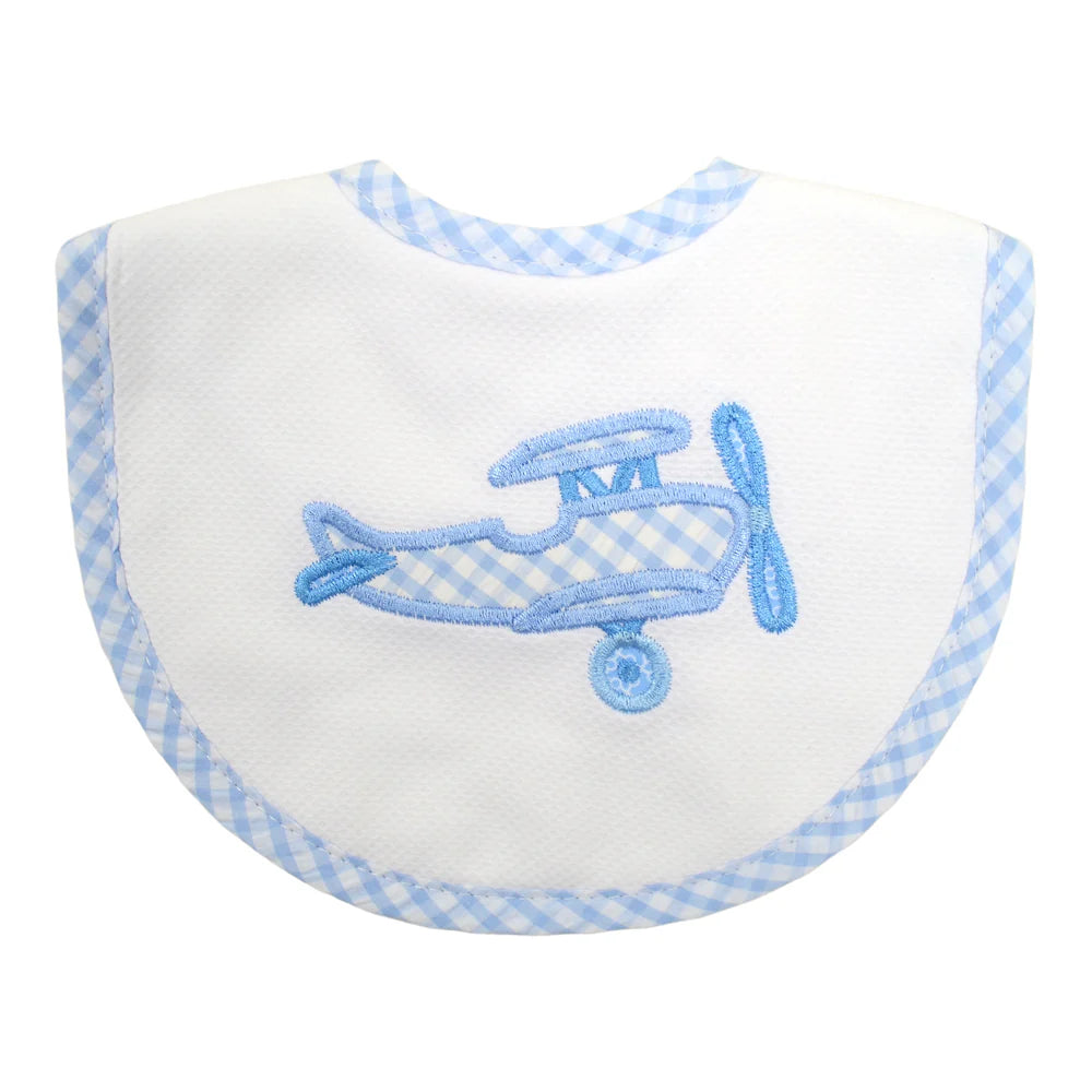 Blue Plane Appliqué Bib