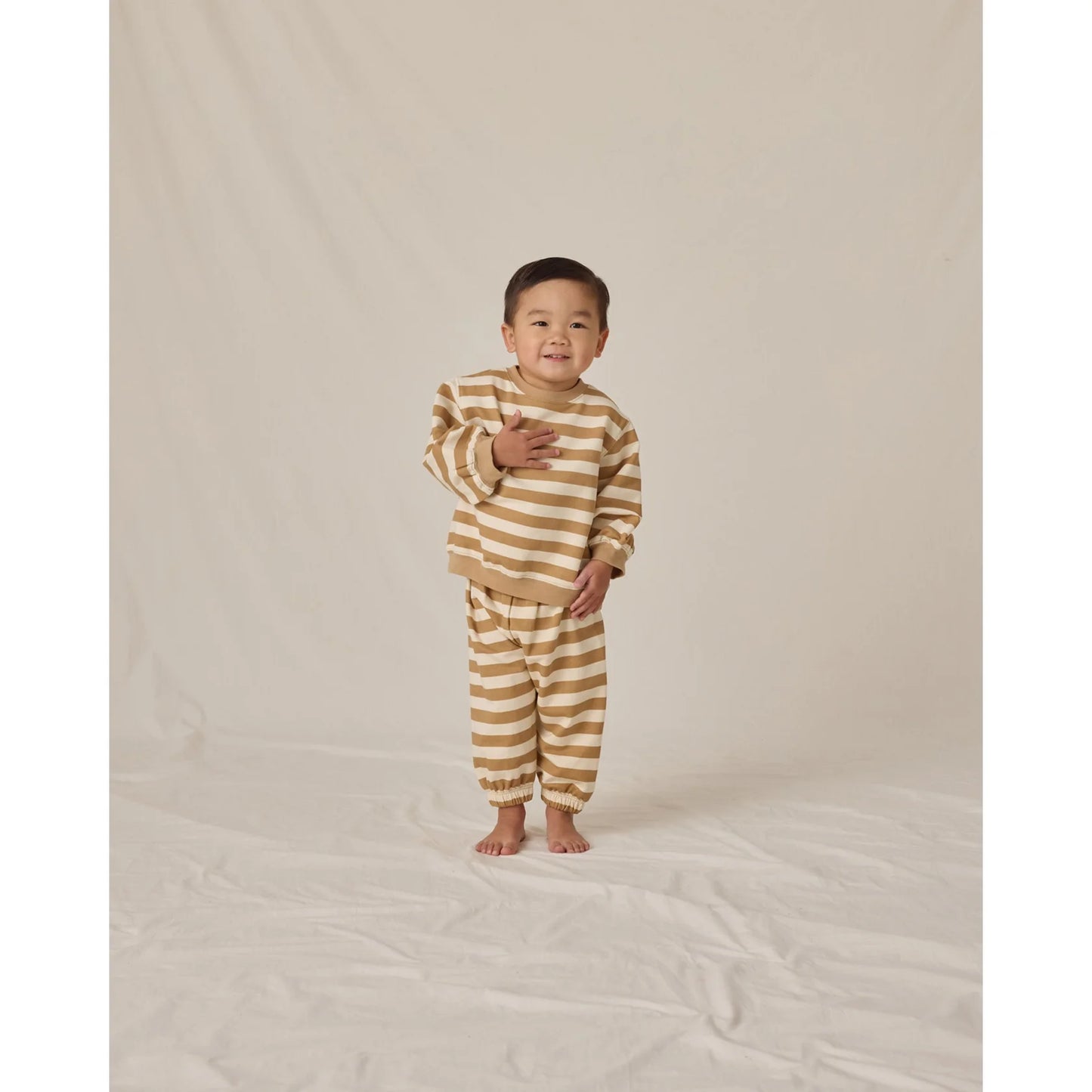 Oversized Crew Sweatshirt Gold Stripe