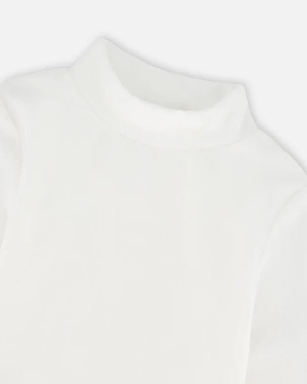White Ribbed Mock Neck Top