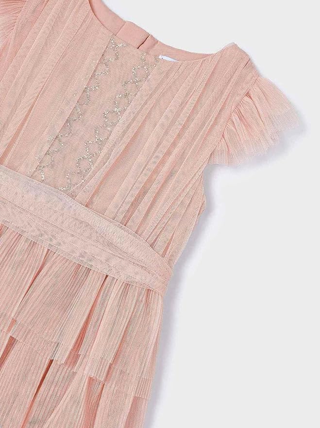 Nude Pleated Tulle Dress