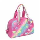 Glitter Heart-Patched Ombre Duffle Bag