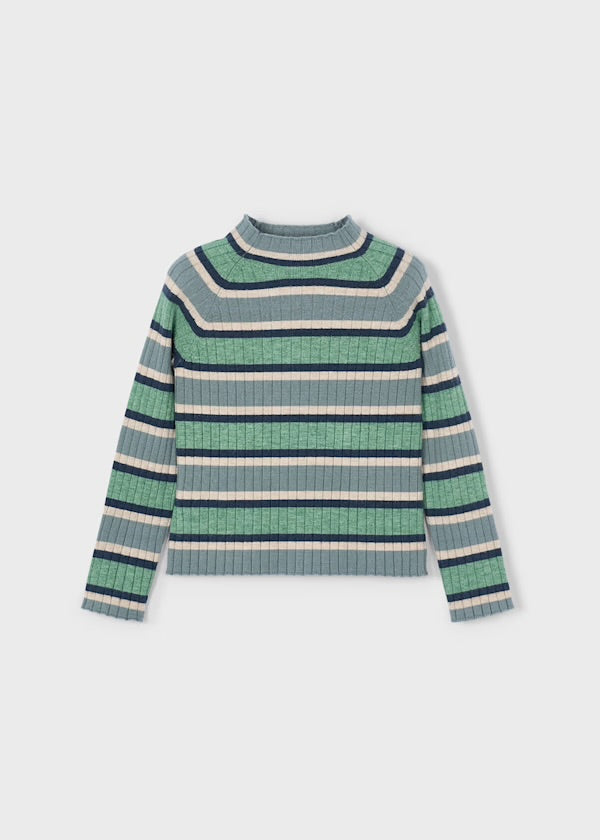 Sage Mock Neck Striped Sweater