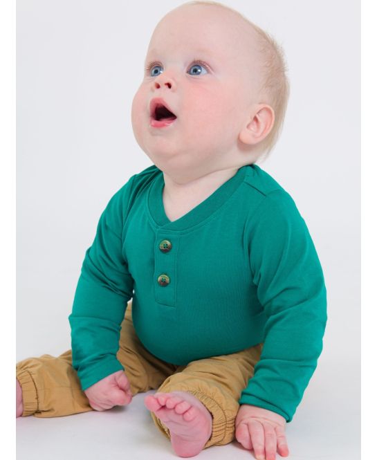 Emerald Green Knit Henley Bodysuit