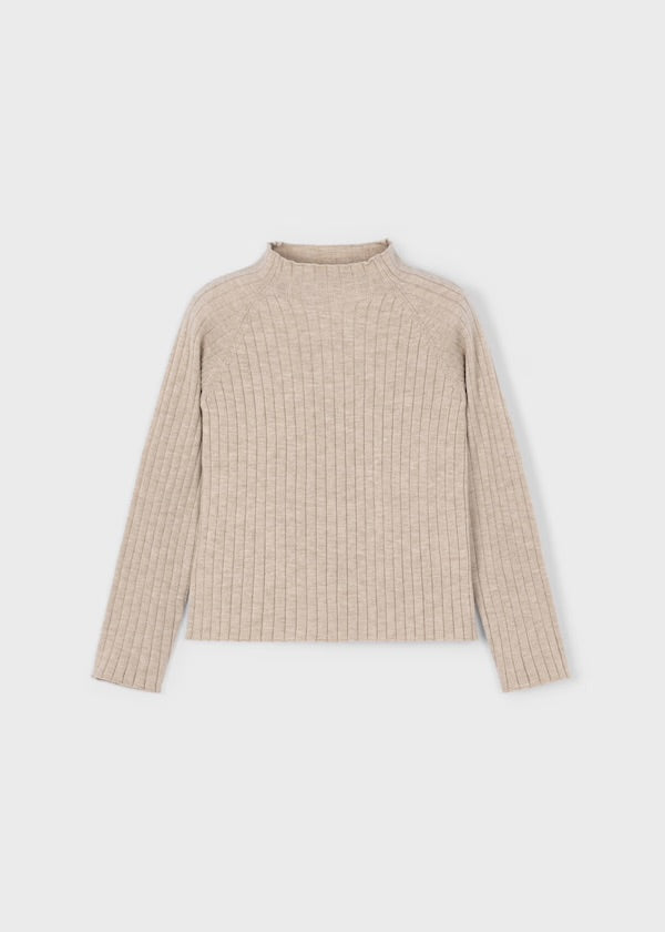 Heather Toffee Mock Neck Knit Sweater