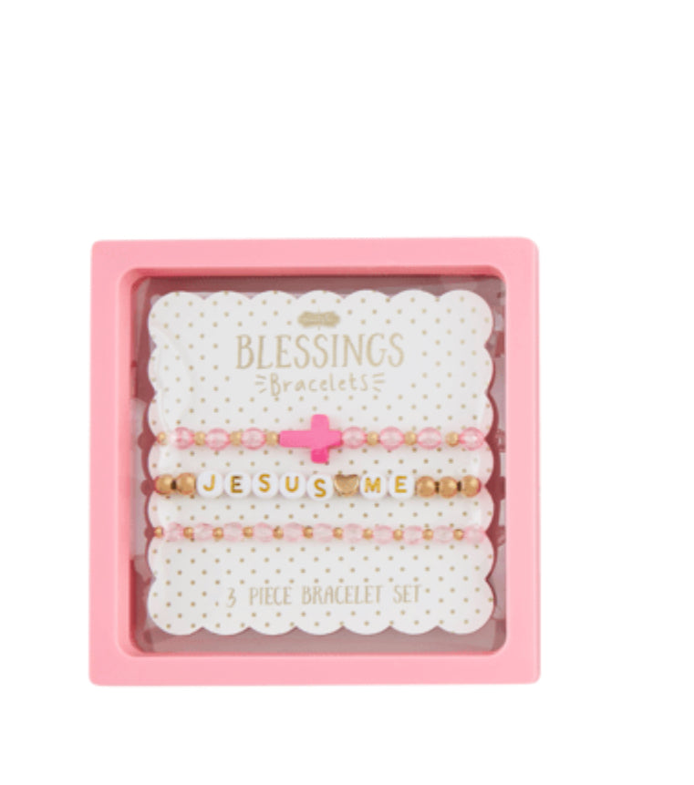 Pink Cross Beaded Bracelet