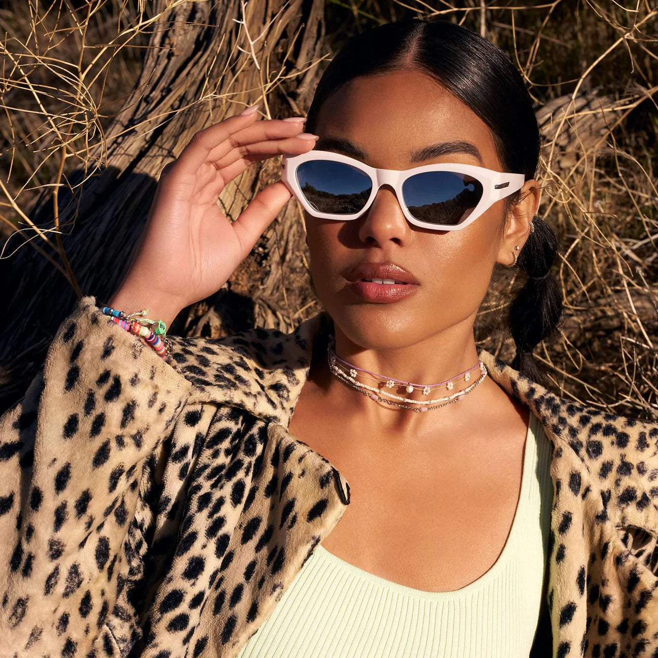 Sawtelle Glossy White Sunglasses