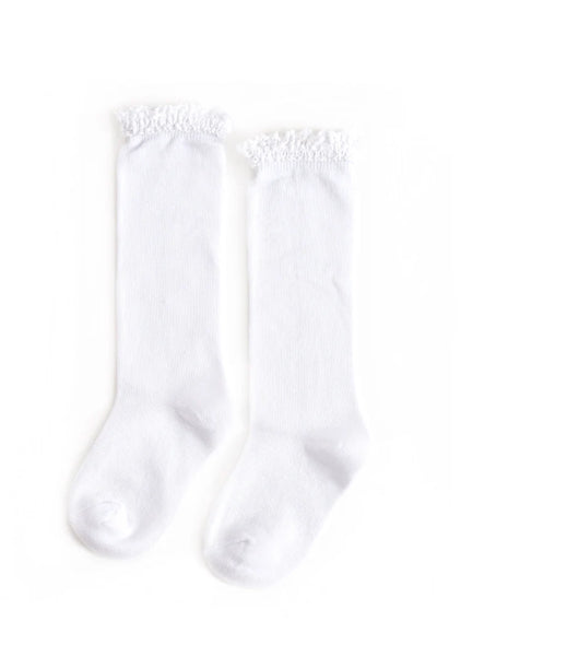 White Lace Top Knee High Socks