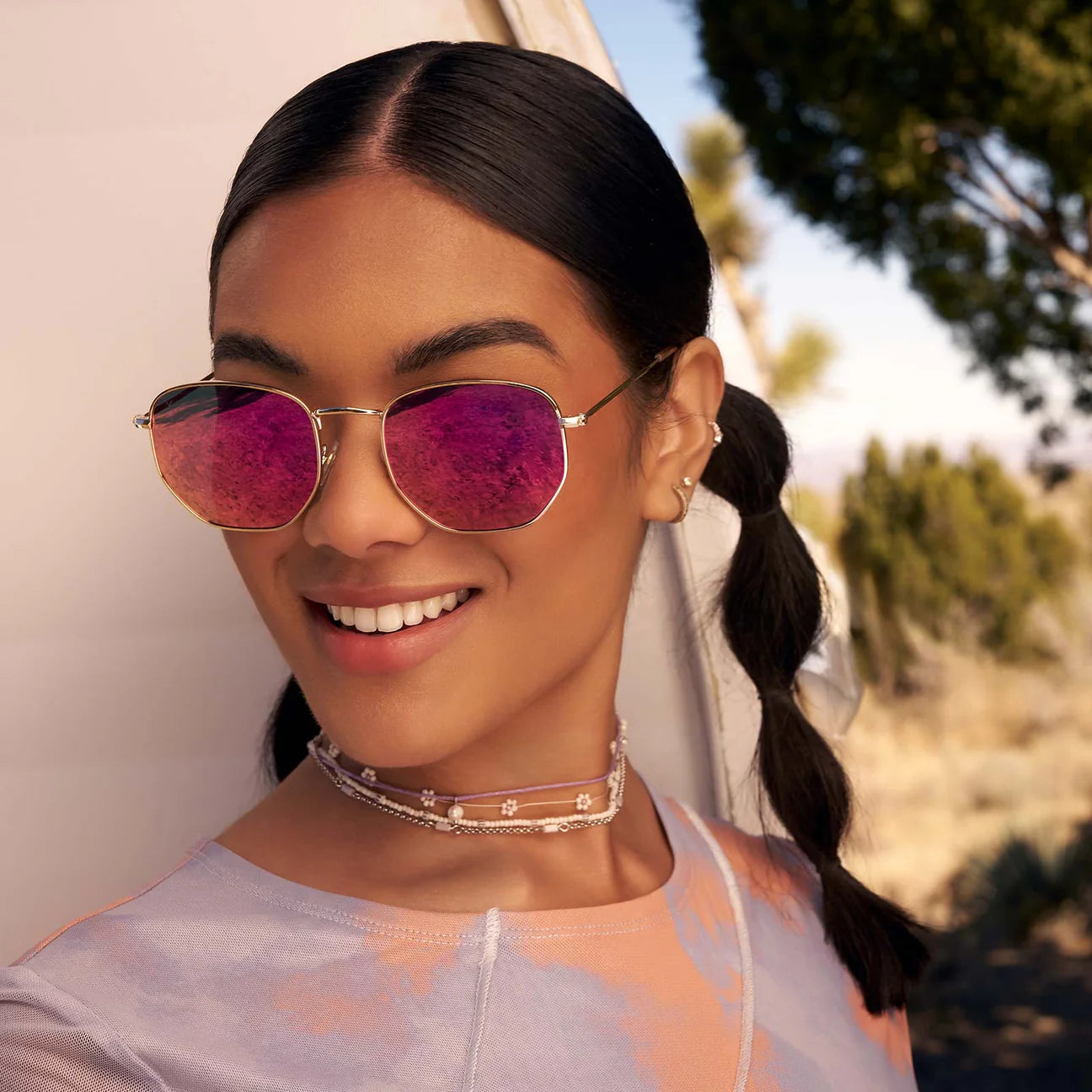 Roxbury Gold & Candy Pink Sunglasses