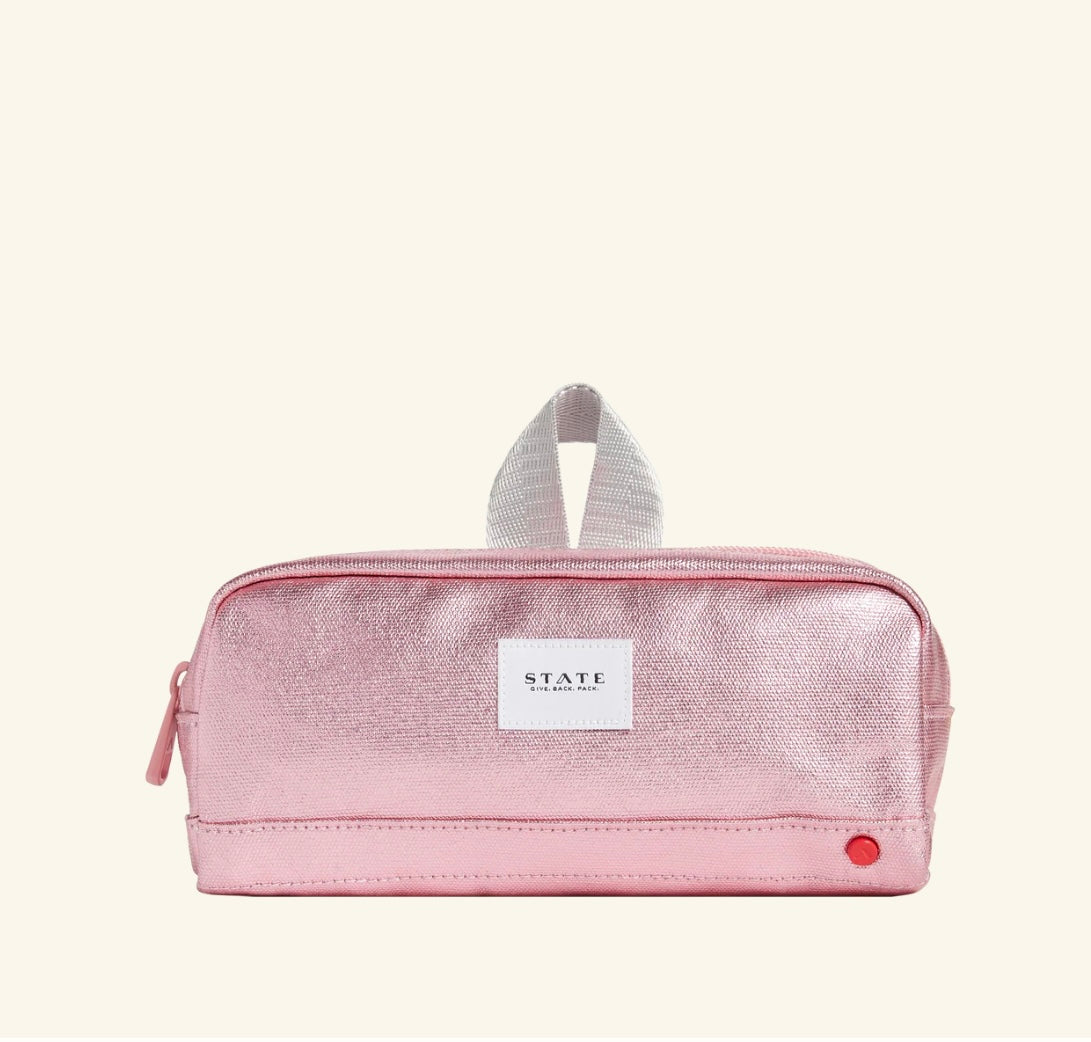 Pink/Silver Metallic Clinton Pencil Case