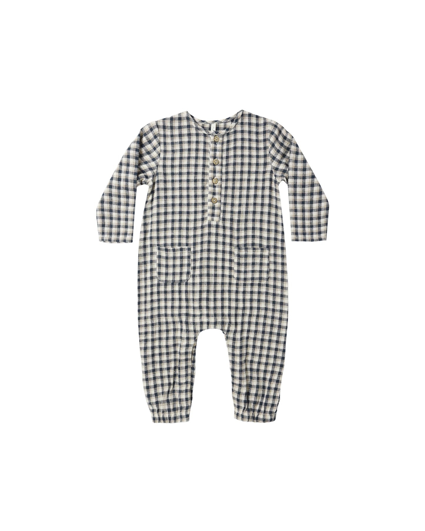 Navy Check Woven Jumpsuit