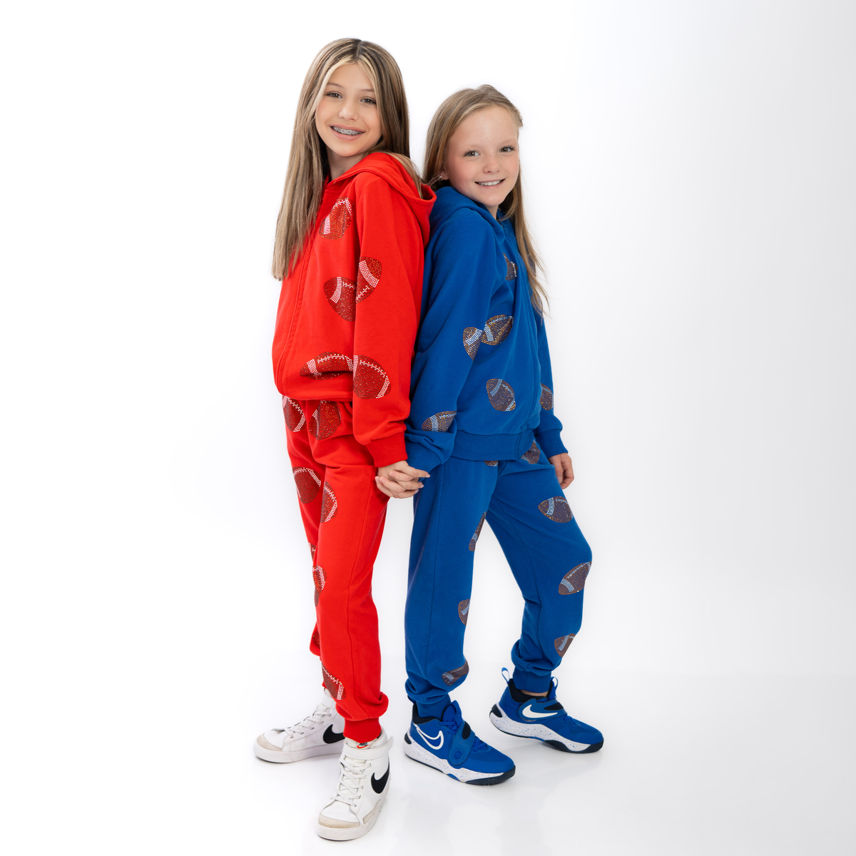 Blue Sequin Football Jogger Set
