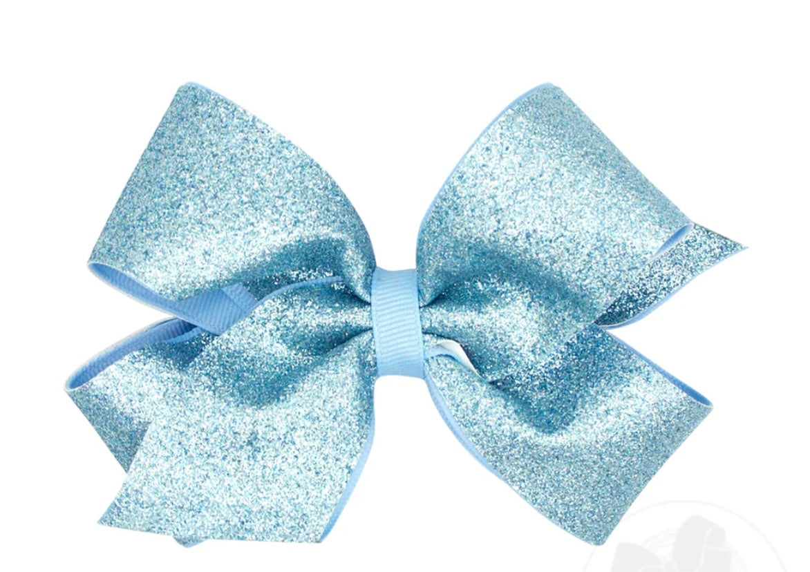 Medium Light Blue Glitter Bow