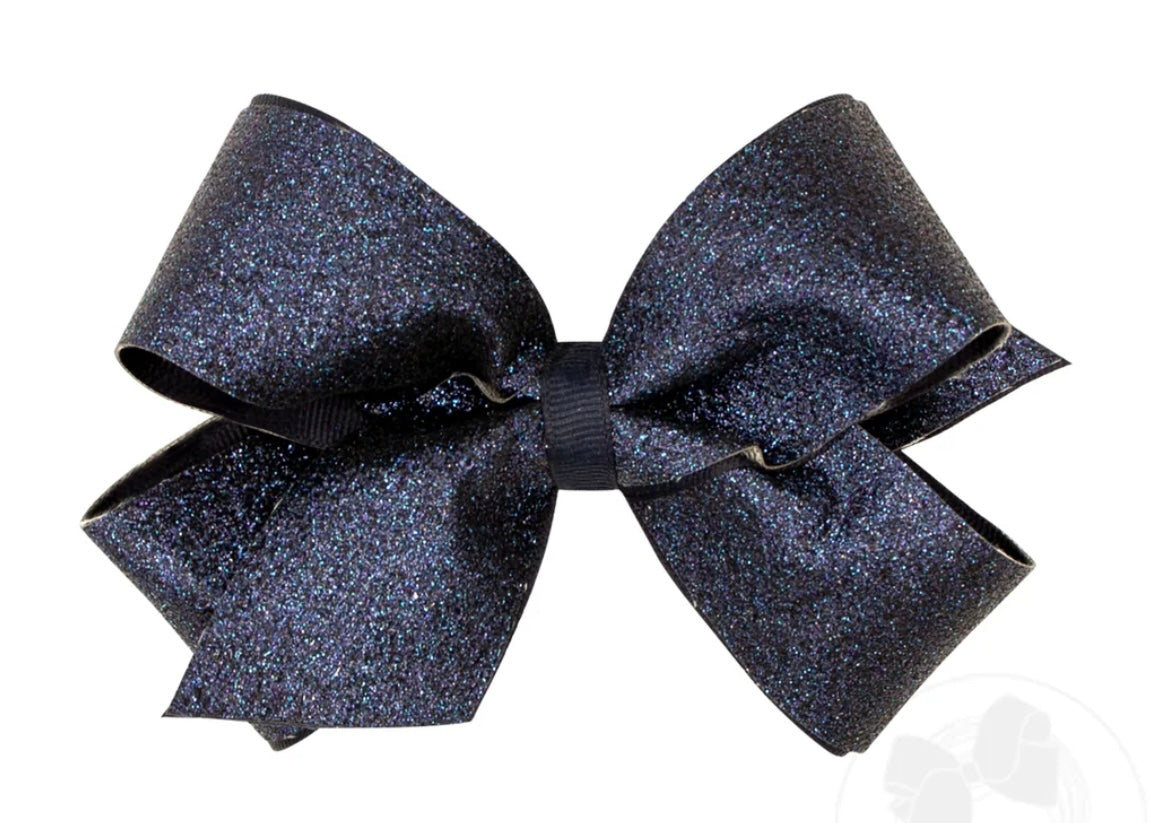 Medium Navy Glitter Bow
