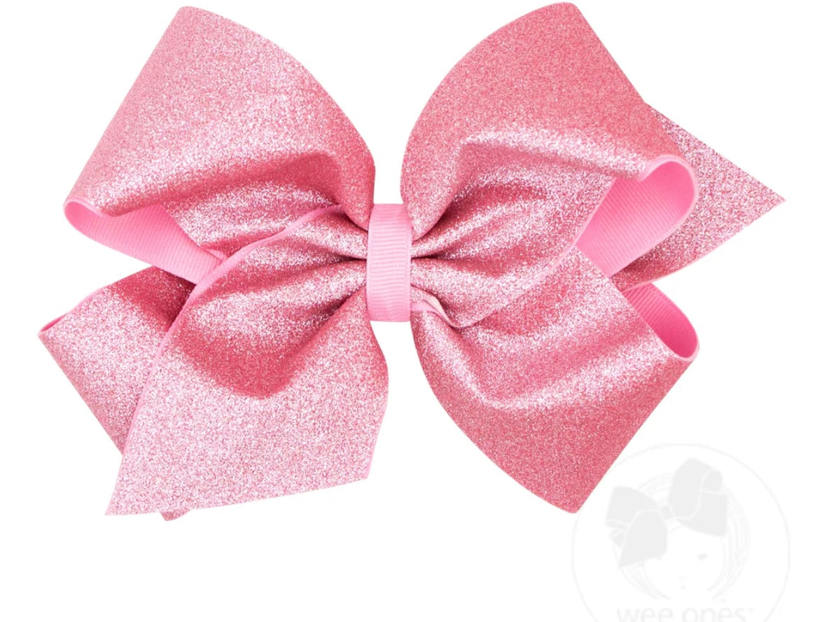 Medium Pearl Pink Glitter Bow