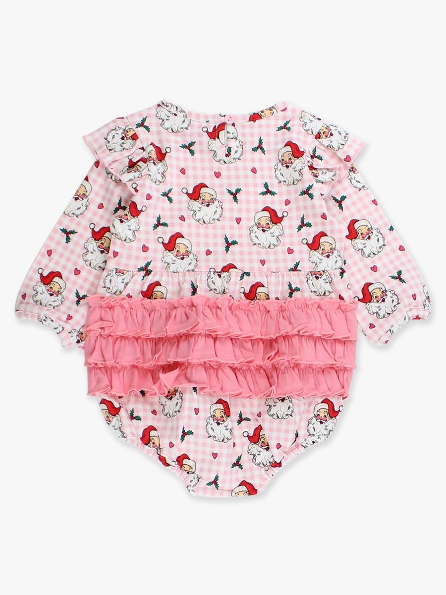 Pink Dear Santa Flutter Bubble Romper