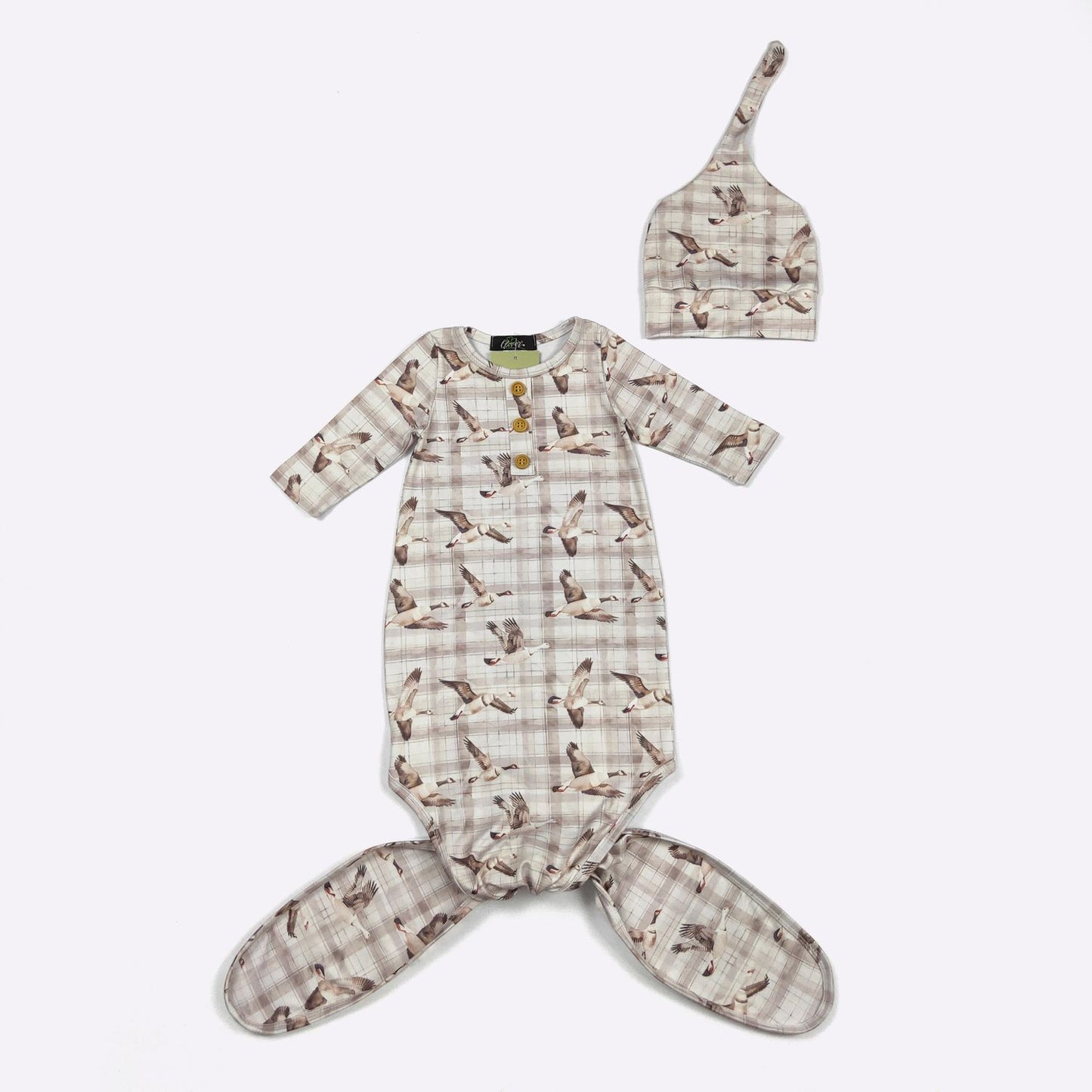 Plaid Mallard Baby Knotted Gown