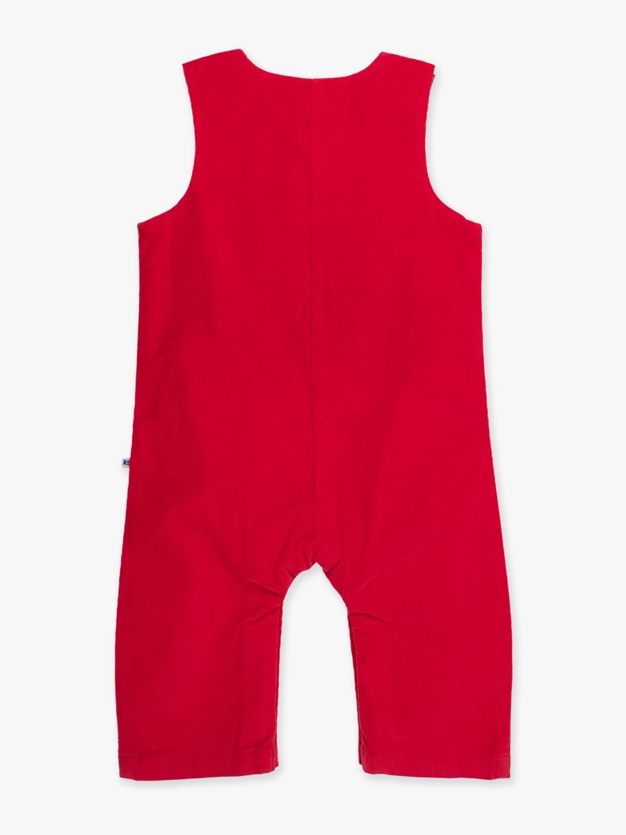 Red Stretch Corduroy Longall Romper