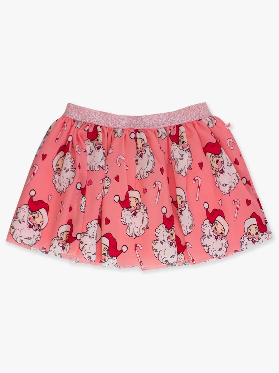 Pink Santa Joy Elastic Waist Tulle Skirt