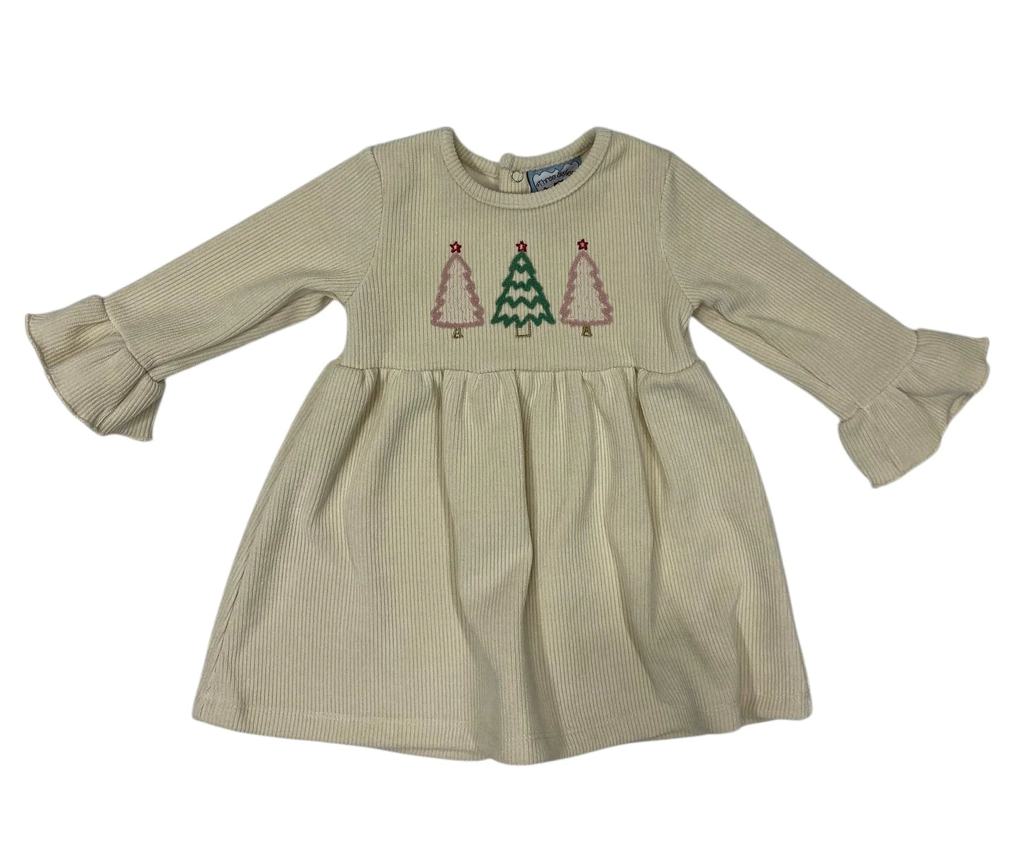 O’ Christmas Tree Ribbed Knit Girls Dress