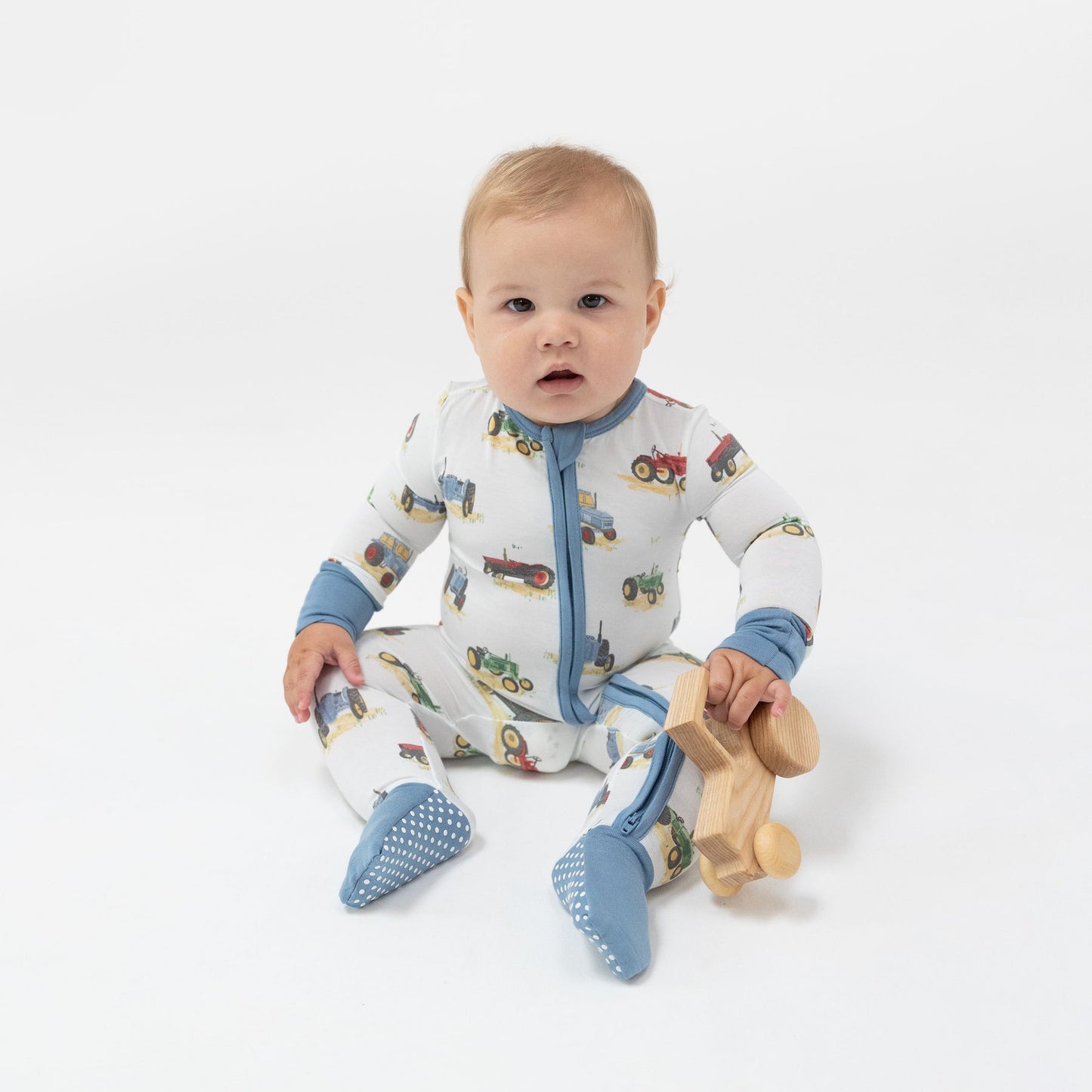 VINTAGE TRACTORS ZIP ROMPER